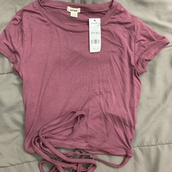 Purple cropped shirt with ties - Picture 2 of 4